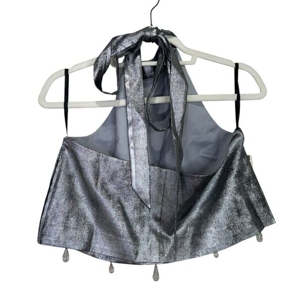 NEW The Wolf Gang Luvia Beaded Halterneck Bouse Silver Large - Picture 4 of 7